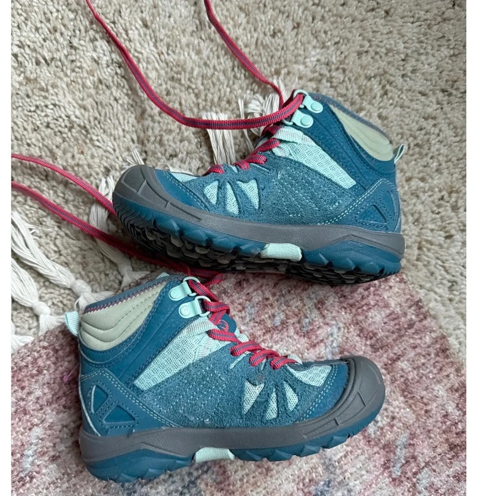 Merrell Capra Mid Hiking Boots Boys Size 11 Blue Green Waterproof Trail Winter